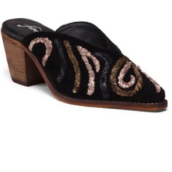 New Free People Anya Velvet Embroidered Mules - Picture 5 of 15